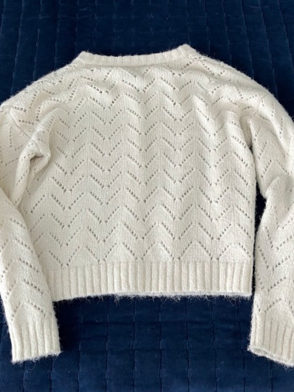 GAP Cream Open-Knit Button Cardigan - Picture 3 of 4